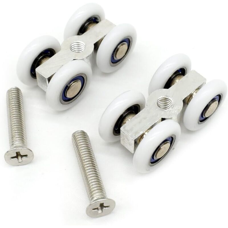 Set of 2 rollers for sliding glass shower doors with screws (2PCS)