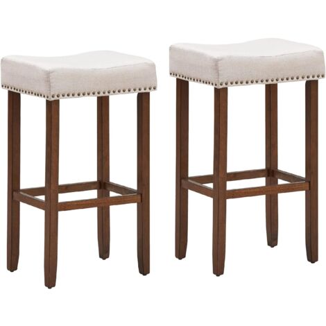 main image of "Set of 2 Saddle Bar Stools Upholstered Counter Stool Home Kitchen Dinning Chairs"