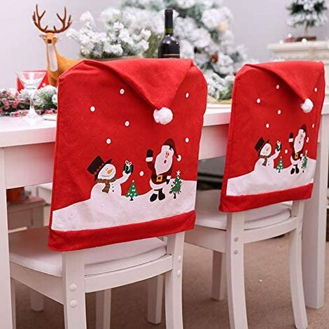 Set of 2 santa hat shaped chair covers non woven chair cover cartoon old man snowman christmas hat stool cover