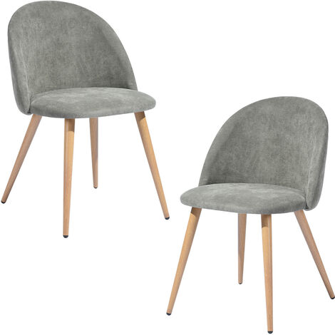 Set of 2 Scandinavian dining chairs fabric in grey