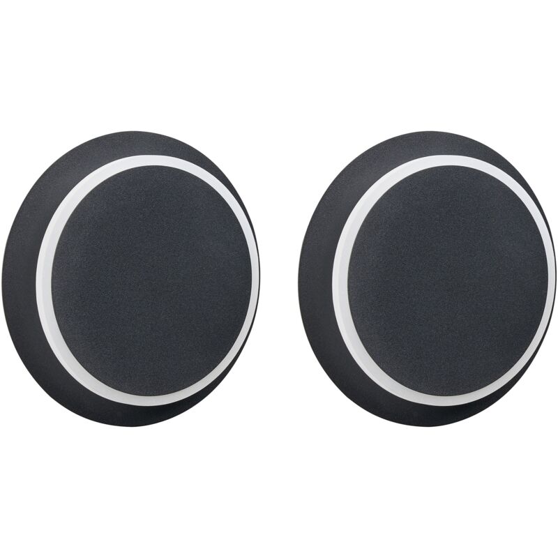 Beliani Set of 2 Wall Lamps SEMNON LED Metal Black, Black