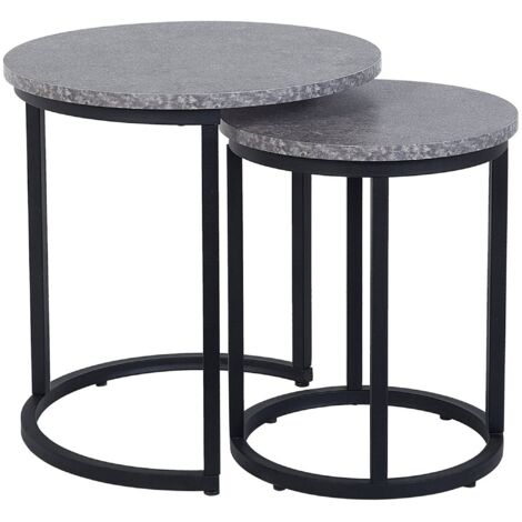 Set of 2 Side Tables DIXIE Grey Concrete Effect