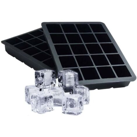 Set of 2 silicone ice cube molds 20 compartments per tray 2.5 cm per square