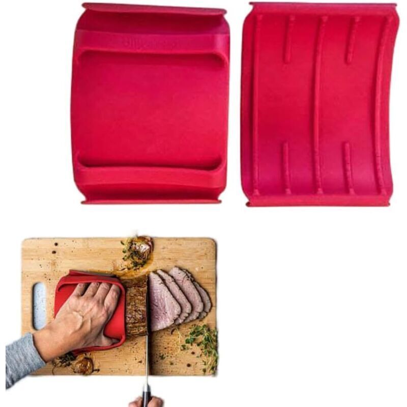 Set of 2 silicone oven mitts and pot holders - Non-slip heating gloves - Extra thick and heat-resistant - For baking, cooking, and microwave use - Red