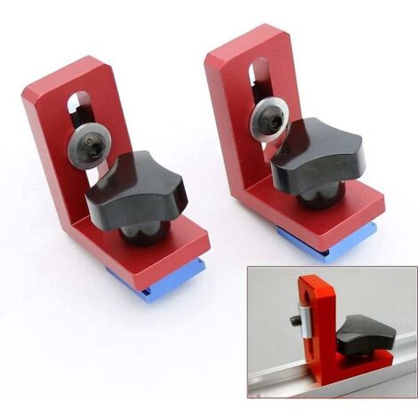 Set of 2 sliding T-shaped brackets for carpentry tools in aluminum profile.