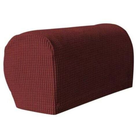 Set of 2 sofa armrest protectors for armchairs, couches, and chairs, non-slip, made of high-quality fleece, stretchable (wine red)