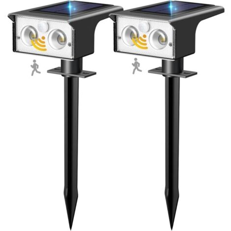 Set of 2 Solar Outdoor Motion Sensor Lights, 6500K Powerful Outdoor Light, 3 Modes, IP65 Waterproof Solar Spotlights, Solar Floodlights for Garden Paths, Cool White