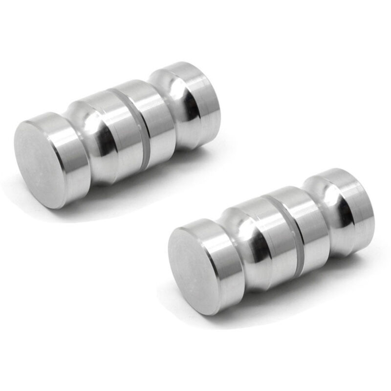 Set of 2 solid single-hole handles, round shower door handle, aluminum alloy, polished chrome finish