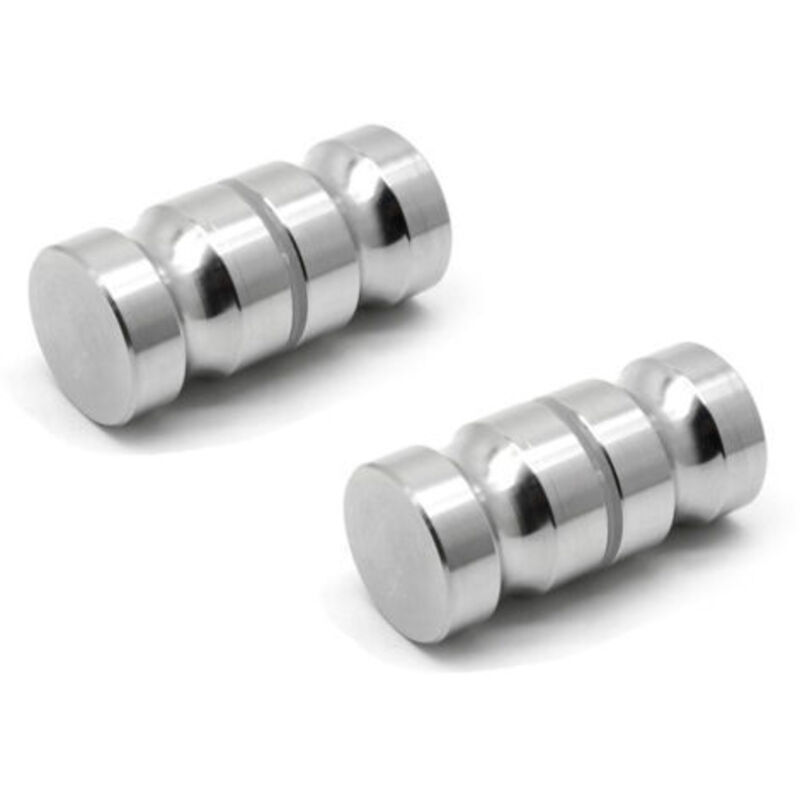 Set of 2 solid single-hole handles, round shower door handle, aluminum alloy, polished chrome finish