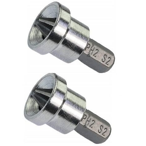 Set of 2 Special Screwdriver Bits for Plasterboard/Placo/ PH2x25mm 1/4'' for Phillips Head Screws PH2 - Hardware/Hand Tools - in S2 Steel
