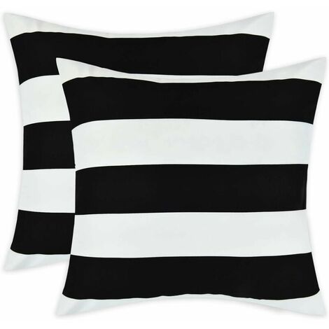Set of 2 Square Stripe Decorative Cushion Covers Modern Farmhouse Cushion Cover with Concealed Zipper Home Decor for Living Room Patio Couch Chair 20 x 20, Black