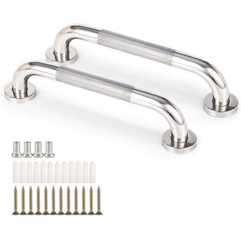 Set of 2 stainless steel 304 bathroom grab bars, 33cm, with non-slip grip, for bathtub, toilet, bathroom, stair railing