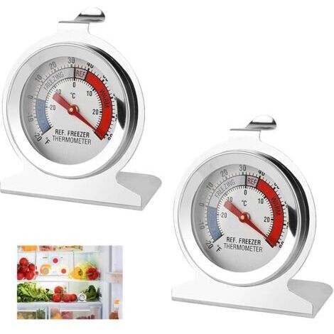 Set of 2 Stainless Steel Fridge Freezer Thermometer -30°C to 30°C -20°F to 80°F Large Dial Easy Read Mechanical Thermometer for Fridge Freezer Kitchen Catering