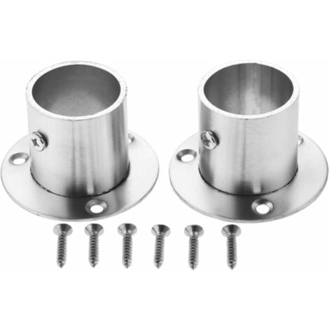 Set of 2 Stainless Steel Wardrobe Rod Brackets with Flange, 32mm