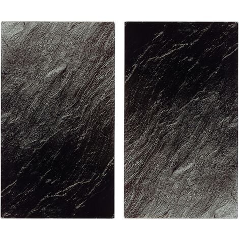 Set of 2 Stone Effect Glass Chopping Board Induction Ceramic Hob Cover Worktop