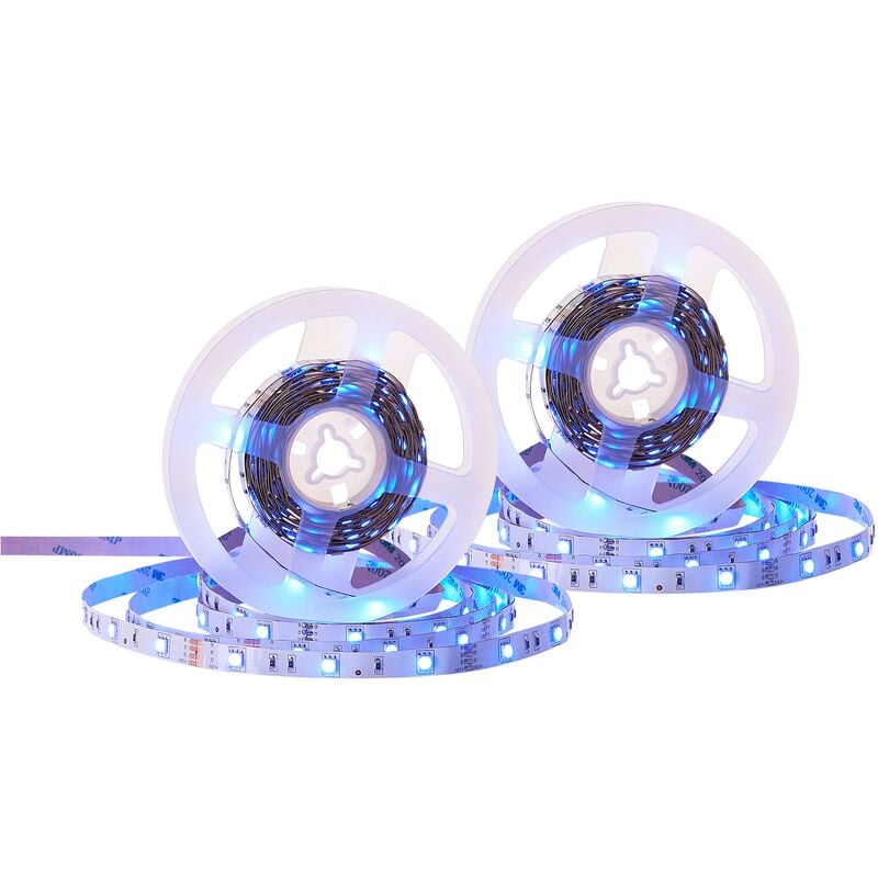 Set of 2 Strips 5 M LED adjustable Lighting option 16 Colours + White Light Remote Control KIKORI