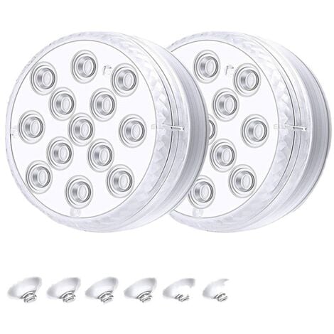 Set of 2 Submersible LED Lights, LED Pool Lights, RGB with Suction Cups and RF Remote Control, IP68 Waterproof Lighting for Aquarium, Swimming Pool, Garden, Vase, Bathtub, Ponds, 7  3 cm