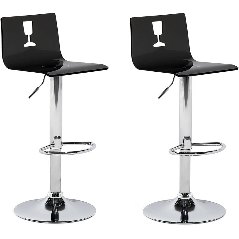 Set of 2 Modern Acrylic Swivel Bar Stools Transparent Black Adjustable busan