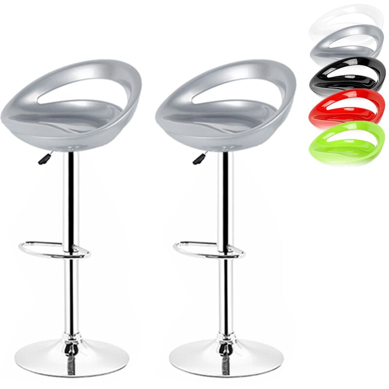 Sifree - Tabouret de Bar Lot de 2, Chaise de Bar Pivotants avec Dossier, Tabourets de Bar Réglable siège en plastique pieds chromés, Chaise Haute Bar