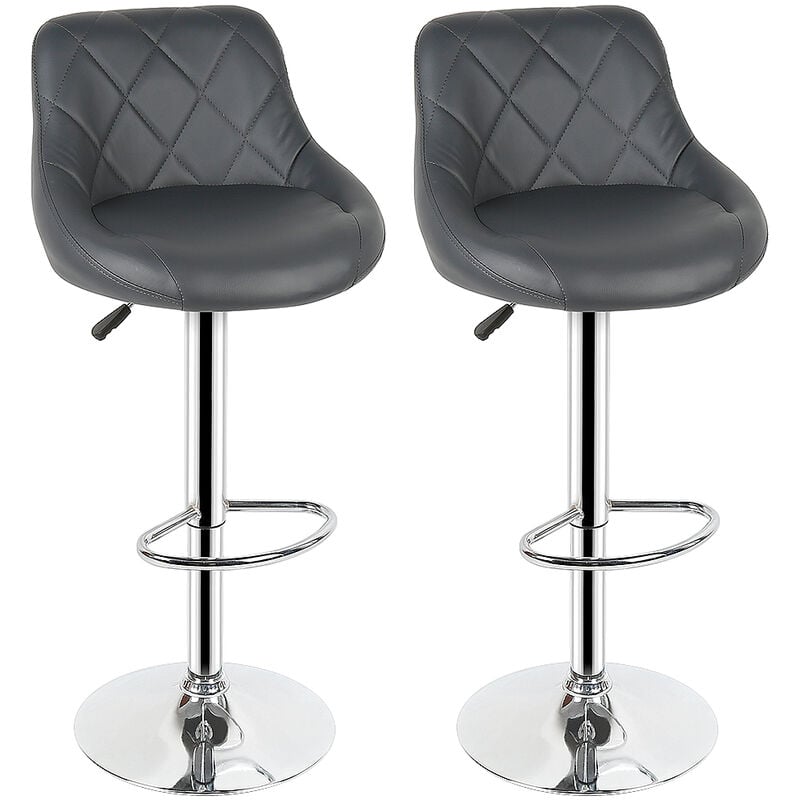 Sifree - Tabourets de Bar Chaises de Salle à Manger Lot de 2, Coussin d'assise à Dossier Pivotant Réglable en Hauteur, Chaises de Bar Cuir pu Pieds