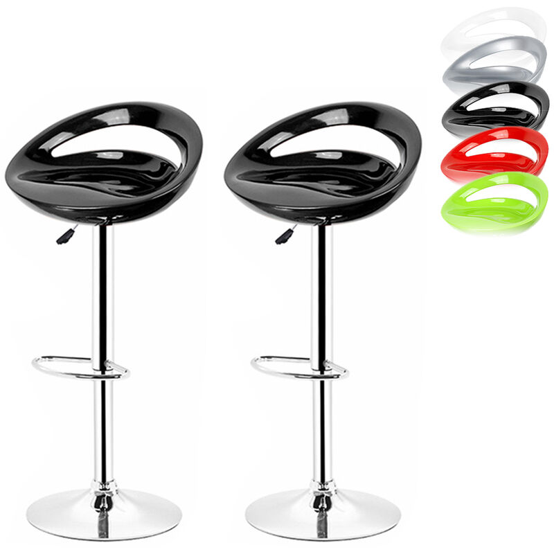 Sifree - Tabouret de Bar Lot de 2, Chaise de Bar Pivotants avec Dossier, Tabourets de Bar Réglable siège en plastique pieds chromés, Chaise Haute Bar