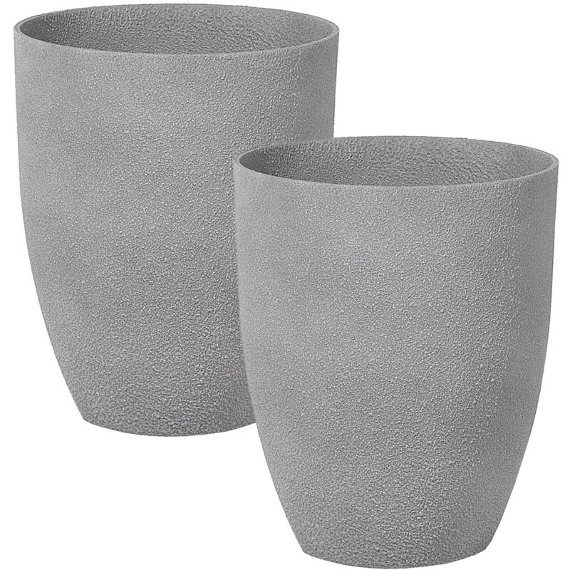 Set of 2 Tall Plant Pots 43x52 Gardening Indoor Outdoor Flower Planter Grey Croton