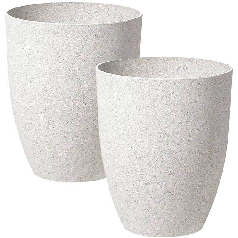 Set of 2 Tall Plant Pots 43x52 Gardening Indoor Outdoor Flower Planter Off-White Croton