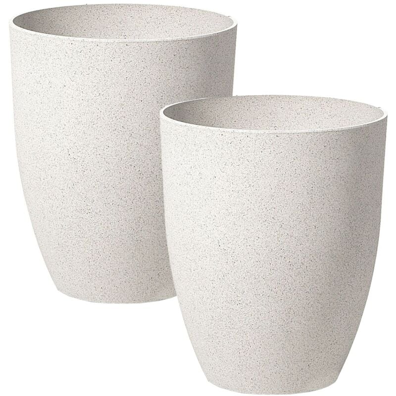 Set of 2 Tall Plant Pots 43x52 Gardening Indoor Outdoor Planter Off-White Croton