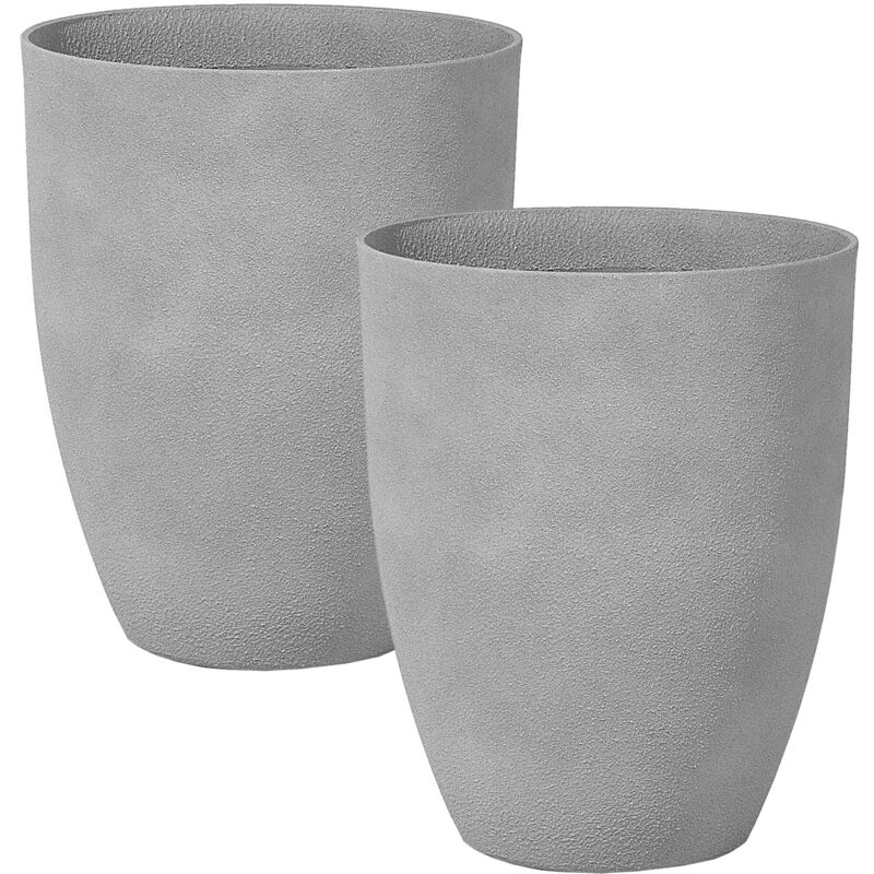 Set of 2 Tall Plant Pots Gardening Indoor Outdoor Flower Planter Grey 43x52 Croton