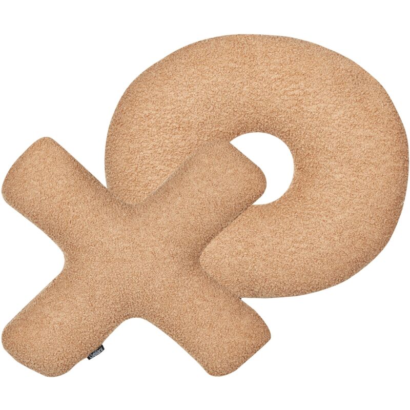 Beliani - Set Of 2 Teddy Letter Cushions Fabric Xo Throw Pillows Textile Decorations Light Brown Hesperis