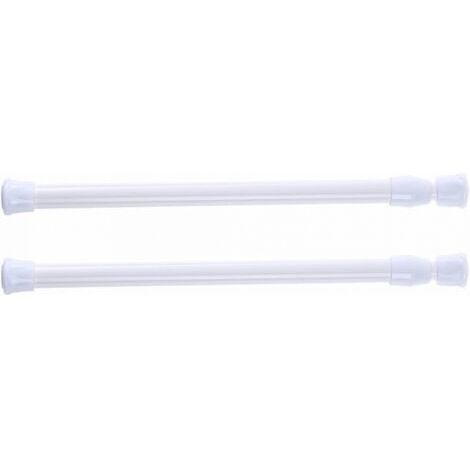 Set of 2 telescopic shower curtain rods, no drilling required, for shower, bathtub, wardrobe, white, width 40-70 cm
