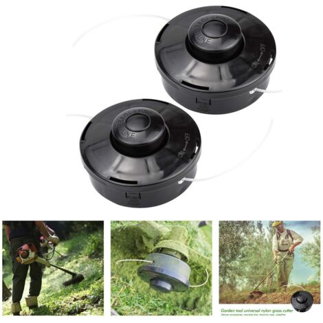 Set of 2 Universal Brush Cutter Heads M10 x 1.25, Nylon Replacement Spool, Universal Petrol Brush Cutter Spool Head Compatible with Garden Petrol Trimmer