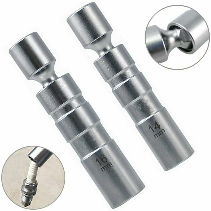 Hoopzi - Set of 2 Universal Magnetic Flexible Spark Plug Wrenches Spark Plug Sockets Wrench Removal Tool - 14mm and 16mm
