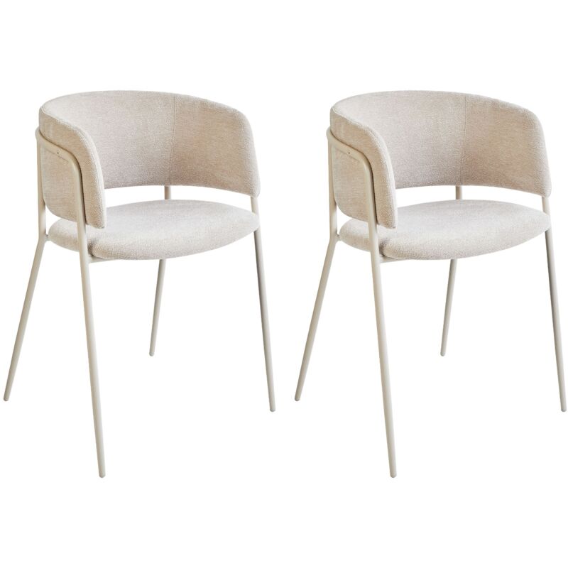 Beliani Set Of 2 Dining Chairs Springer Chenille Light Beige