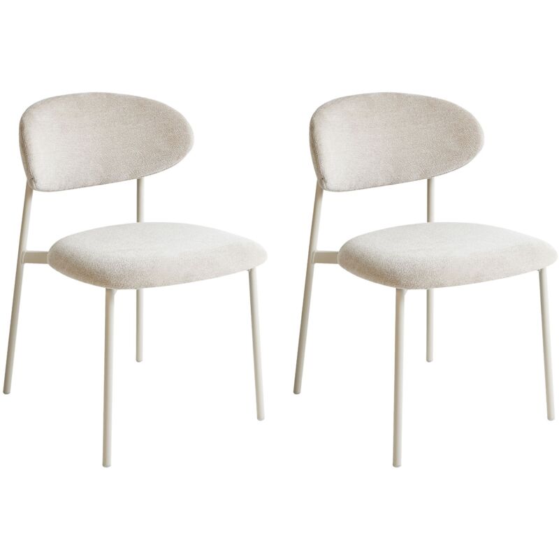 Beliani Set Of 2 Dining Chairs Cowley Chenille Light Beige