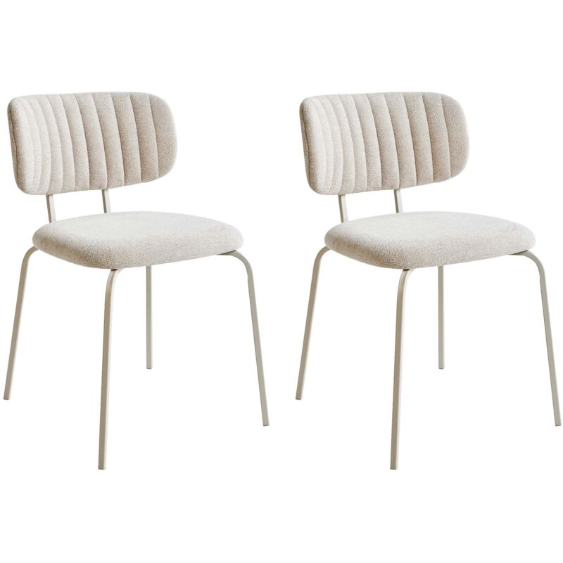 Beliani Set Of 2 Dining Chairs Irins Chenille Light Beige
