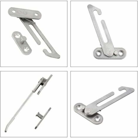 Set of 2 UPVC window restrictors - Made of 304 stainless steel - With screws - For left and right-handed windows