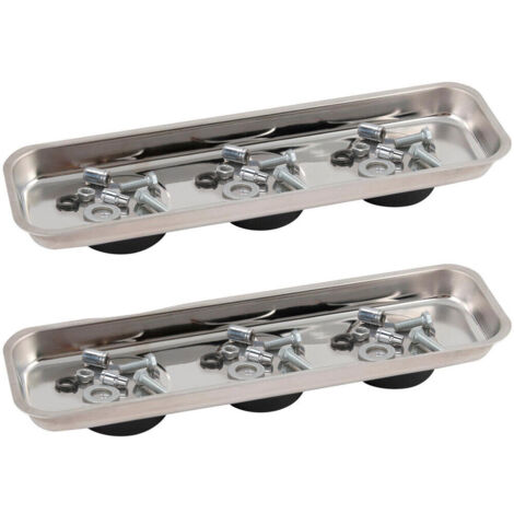 Set of 2 vaschette of vaschette rettangolari magnetiche in acciaio inox, viti e dadi allentati, parti of metallo, vaschetta of garage, confezione of 2