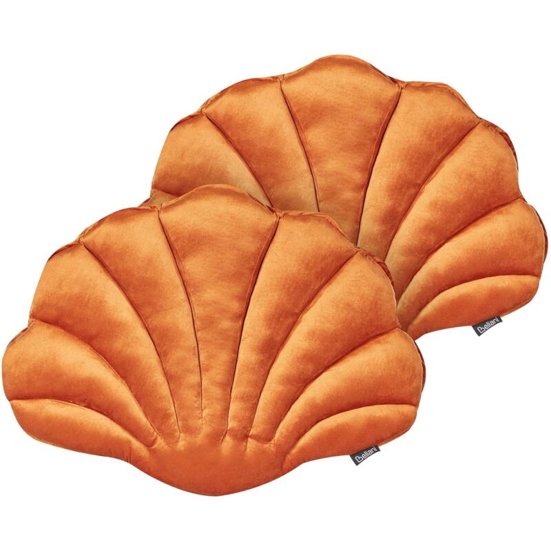 Beliani Set Of 2 Decorative Cushions Consolida Velvet 47 X 35 Cm Orange Solid