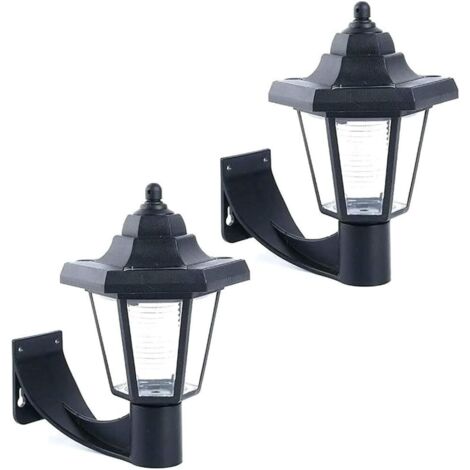 Set of 2 Victorian Outdoor Wall Light Lanterns, Solar Powered LED Fence Lights, Waterproof - Ideal Outdoor Lights, Solar Lighting for Garden Décor