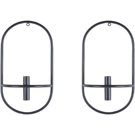 Set of 2 Wall Candle Holders CAVIANA Metal 38 cm Black
