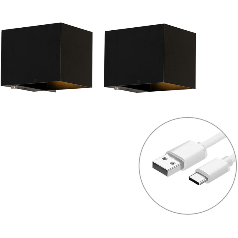 Image of Set of 2 Wall Lamps Black&hellip;