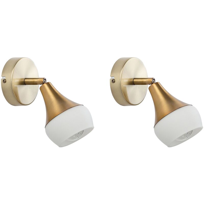 Beliani - Set of 2 Adjustable Wall Lights White Glass Gold Metal Bell Shade Antler I