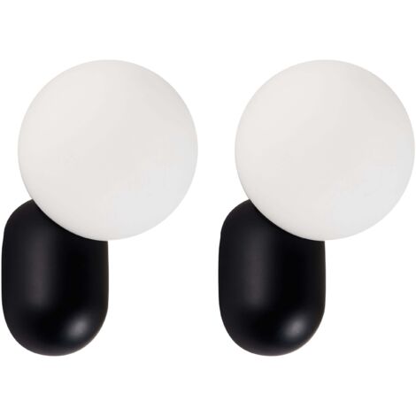 Set of 2 Wall Lamps HELME Black