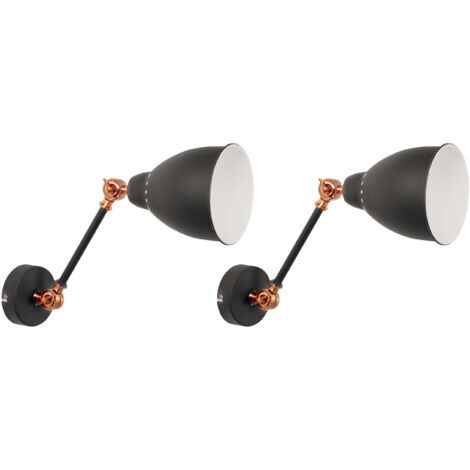 Set of 2 Wall Lamps MISSISSIPPI Adjustable Metal Graphite Grey