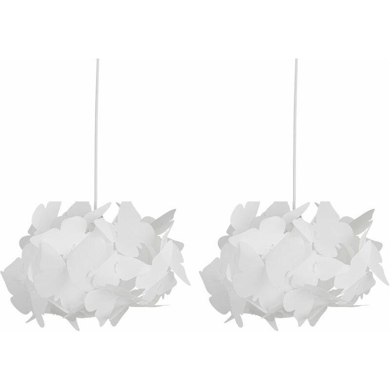 Set of 2 White Butterfly Easy Fit Light Shades