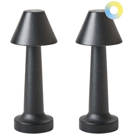 Set of 2 Wireless LED Table Lamp JOANES with Dimmer Metal Black