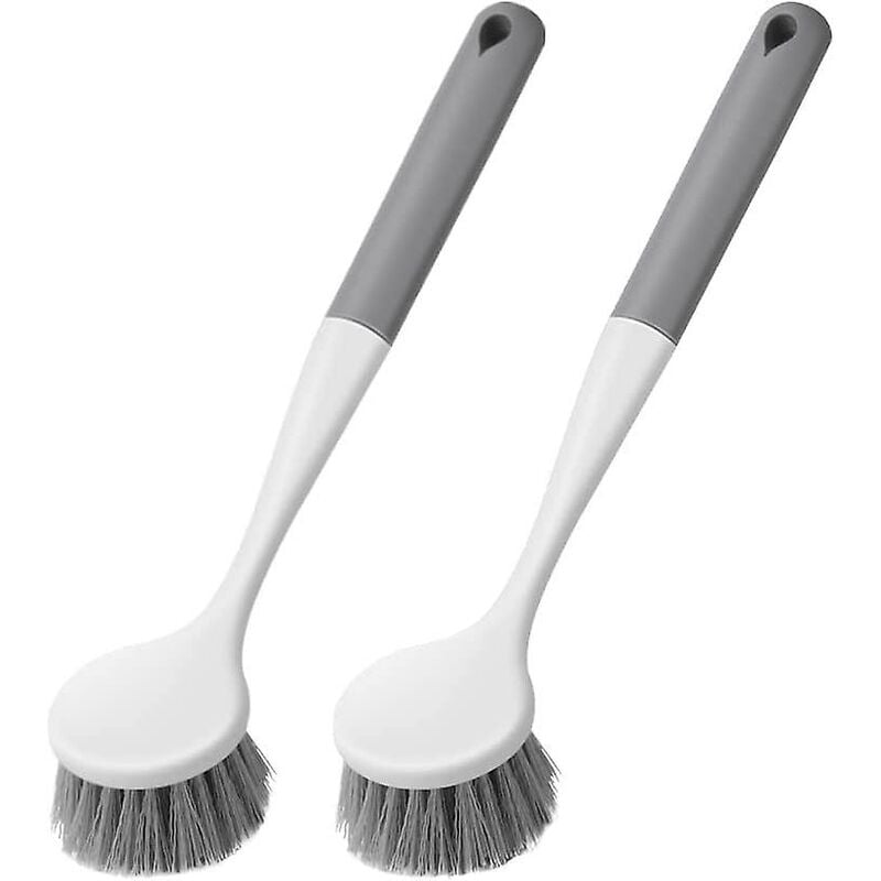 Set of 2 wooden sink brushes, dish brush with handle, pot brush, kitchen dish brush, cleaning plates and food