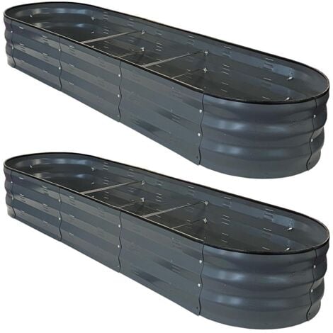 Set of 2 x Large Metal Oval Raised Vegetable Bed in Dark Grey (170cm)