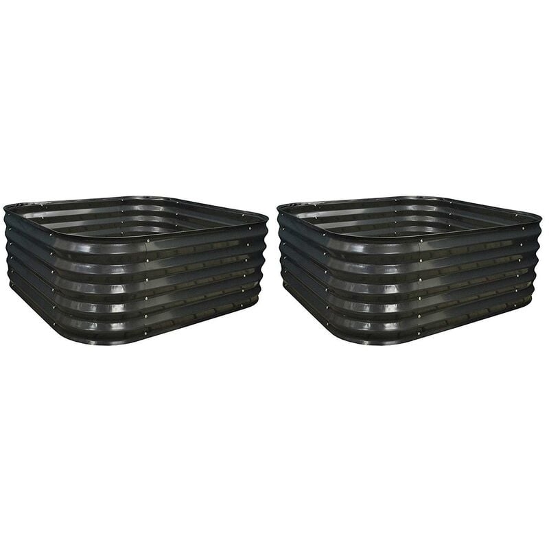 Set of 2 x Large Metal Raised Vegetable Bed in Dark Grey (120cm)